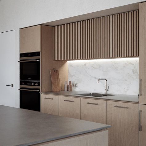 Kitchen With Marble, Mid Century Modern Kitchen Design, Sustainable Building Design, Kitchen Hood Design, Kitchen Vent Hood, Fresh Egg, Timber Kitchen, Hood Vent, Scandi Interiors