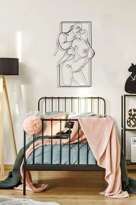 We bring adult content one line metal wall art to your private living space.
Erotic nudity sculpture will be a meaningful gift for Valentine's Day decor. Wire wall art will add meaning to your hot moments on the bed decor. Minimalist Bedroom Decor, Art Above Bed, Above Bed, Couple Bedroom, Elegant Bedroom, Scrap Metal, Couple Art, Projects Ideas, Bedroom Art