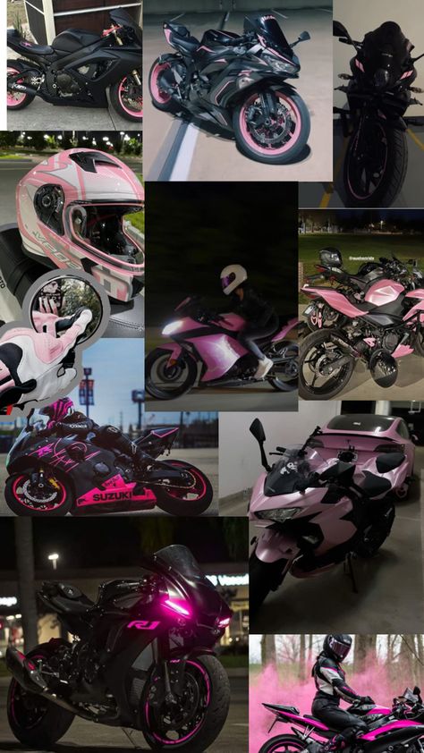 Pink Motorcycle Wallpaper, Pink And White Motorcycle, Pink Kawasaki Ninja 400, Pink Motorcycle Aesthetic, Black And Pink Motorcycle, Girly Motorcycle, Pink Motorbike, Luxury Motorcycles, Motor Wallpaper