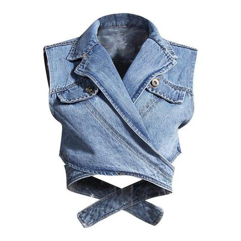 a424ed4bd3a7d6aea720b86d4a360f75desc52672862ri Ropa Upcycling, Denim Waistcoat, Fashion 90s, Denim Crop Top, Mode Jeans, Party Kleidung, Blue Vests, Sleeveless Jacket, Edgy Look