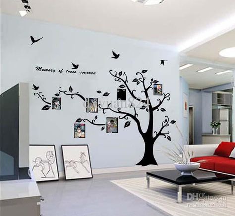 Large Photo Frame Family Tree Wall Art Stickers Decoration with Birds Art Home Removable Vinyl Decals Tree Wall Sticke Home Decoration Wall Decal Online with $19.79/Set on Dxyuan824's Store | DHgate.com Wall Family Tree, Family Tree Decor, Family Tree Wall Sticker, Photo Frame Tree, Vinyl Tree Wall Decal, Stairway Wall, Picture Walls, Family Tree Wall Art, Mural Home