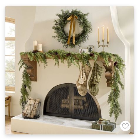 Garland On Mantle, Staircase Banister, Christmas Garland Mantle, Holiday Mantle, Holiday Inspo, Holiday Mantel, Christmas Mantle Decor, Christmas Fireplace Decor, French Christmas