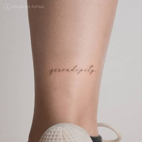 Serendipity Tatoos, Small Unique Tattoos Women, Serendipity Tattoo Ideas, Serendipity Tattoo Symbols, Serendipity Tattoo Font, Foot Tattoos For Women Classy, Serendipity Tattoo, Serenity Tattoo, Word English