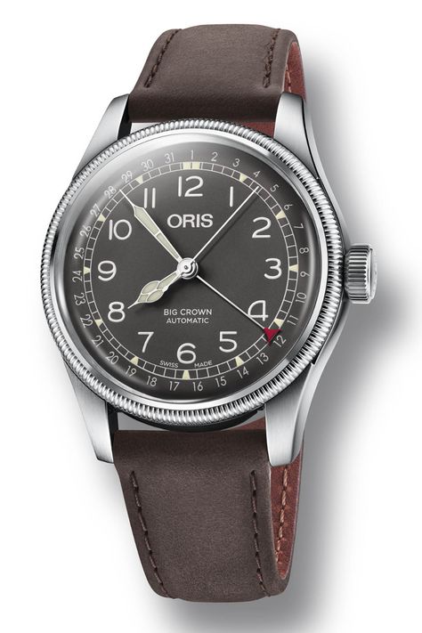 Oris Big Crown, Nice Watches, Oris Watches, Big Crown, Watch Big, Aviator Watch, Pilot Watch, Brown Leather Strap, Dark Brown Leather