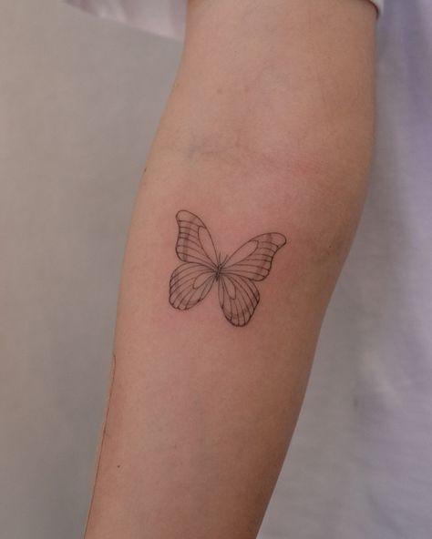 butterfly forearm tattoo • Instagram Feminine Tattoos Butterfly, Buterfluffy Tatoos, Forearm Butterfly Tattoo, Butterfly Tattoos Ideas, Butterfly Forearm Tattoo, Tattoos Butterfly, Small Butterfly Tattoo, Tattoo Instagram, Red Backdrop