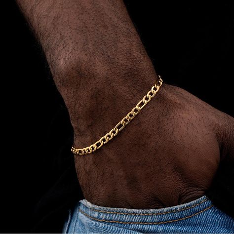 Men’s 4mm Figaro Bracelet In Gold 8"/ Brand New / Never Worn Material: Stainless Steel Finished: 18k Gold Plated Length: 7", 8" Width: 4mm Mens Gold Accessories, Men Jewelry Gold, Gold Mens Bracelet, Gold For Men, Gold Mens Jewelry, Guy Jewelry Gold, Men’s Jewlery Gold, Braclete Jewelry Gold For Men, Men’s Gold Bracelet