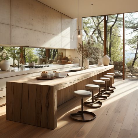 Japandi Style Kitchen, Neutral Color Palette, Modern Luxury Bedroom, U Shaped Kitchen, Big Kitchen, Wood Tones, Muted Tones, Kitchen Inspiration Design, Decor Minimalist