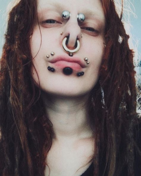 Tumblr, Big Septum Piercing, Floating Nomad, Piercing Bridge, Pierced Girls, Crazy Piercings, Unique Piercings, Body Modification Piercings, Stretched Septum