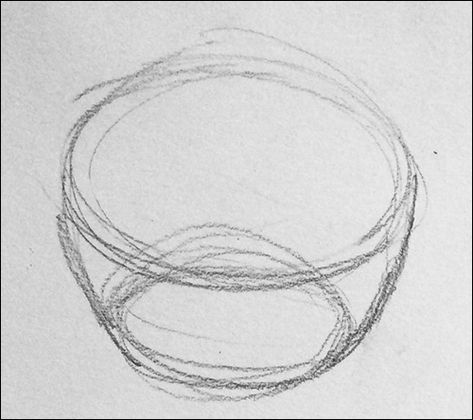 bowl Bowl Drawing Reference, Bowl Sketch Drawing, Fishbowl Perspective Drawing, Fish Bowl Perspective, Realism Drawing Reference Objects, Draw Realistic Flowers, Bowl Sketch, Planting Pansies, Bowl Drawing