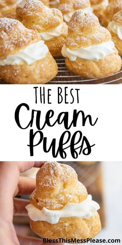 Cream Puffs Recipe Easy, Homemade Cream Puffs, Cream Puffs Easy, بيتي فور, Live Well Bake Often, Pastry Puff, Cream Puff Recipe, Homemade Custard, Chantilly Cream