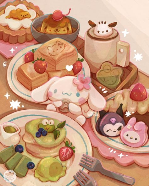 Sanrio Widget, Food Fanart, Hello Kitty Board, Alien Oc, Wallpaper For My Phone, Kawaii Foods, Sanrio Art, Cute Drawing Ideas, Cute Iphone Wallpaper