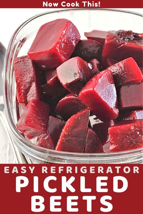 These Easy Refrigerator Pickled Beets are made with just 3 simple ingredients - beets, apple cider vinegar, and sugar. Using beets from a can, the prep is super quick. After a day in the fridge, your sweet and tangy beets will be ready to enjoy (and they get even better the longer they sit!). Get the recipe and give them a try! #refrigeratorpickledbeets #pickledbeets #refrigeratorpickles #beets Refrigerator Pickled Beets, Homemade Refrigerator Pickles, Pickled Beets Recipe, Beets Recipe, How To Make Pickles, Refrigerator Pickles, Pickled Beets, Beet Recipes, Homemade Pickles