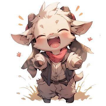 Chibi Goat, Root Rpg, Goat Character, Goat Anime, Goat Drawing, Goat Sticker, Idea Board, Kawaii Art, Anime Demon