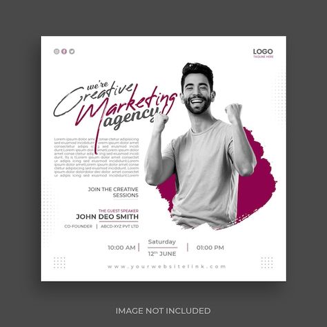 Webinar Social Media Post, Corporate Social Media Post, University Marketing, Corporate Social Media, Learning Template, Conference Design, Social Media Poster, Psd Template Free, Guest Speakers