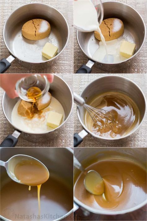 Homemade caramel sauce is so simple, you'll never want store-bought caramel sauce again! Easy 1-step, 5-ingredient salted caramel sauce recipe. | natashaskitchen.com Homemade Caramel Sauce With Milk, Evaporated Milk Caramel Sauce, Caramel Sauce With Milk, Salted Caramel Recipe, Easy Caramel Sauce, Salted Caramel Sauce Recipe, Diy Caramel, Salted Caramel Recipes, Caramel Sauce Recipe