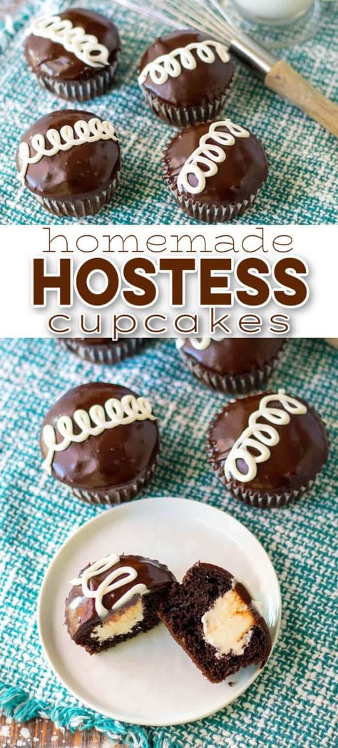 Homemade Hostess Cupcakes, Marshmallow Fluff Filling, Hostess Cakes, Chocolate Caramel Cake, Hostess Cupcakes, Homemade Chocolate Cake, Cupcake Tray, Filled Cupcakes, Chocolate Buttercream Frosting