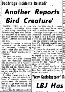 Theresa's Haunted History of the Tri-State: September 2020 Mothman Newspaper, Mothman Sightings, German Shepherd Names, Dead Dog, Haunted History, Creepy Facts, Man And Wife, Newspaper Article, Haunted Places