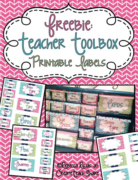 Create●Teach●Share: Teacher Toolbox Anniversary & Makeover!! {Plus, Link Up Your Own!!} Organisation, Printable Lables, Teacher Toolbox Labels, Teachers Toolbox, Teaching Organization, Classroom Organisation, Classroom Labels, 4th Grade Classroom, Teacher Toolbox