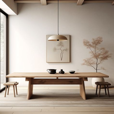 Japandi Dining Tables: 7 Inspiring Examples Japandi Dining Table, Japanese Dining Room, Japandi Dining, Japanese Dining, Interior Design Themes, Japandi Style, Local Furniture, Japanese Design, Tv Room