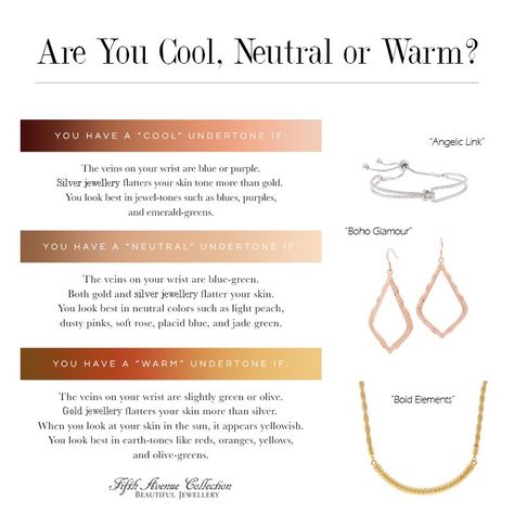 Did you know that there are some metals that may compliment your skin tone better than others? Here is a cheat sheet to help you determine what your undertone is! And in turn what metal flatters you best as well! 😘 Inspo Bracelets, Neutral Skin, Pastel Background Wallpapers, Neutral Undertones, Cool Undertones, Soft Rose, Warm Undertone, Boho Green, Light Peach