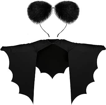 2 Pcs Halloween Bat Costume Accessories Black Bat Sleeve Wings Bat Shrug and Plush Bat Ear Headband for Halloween Dress Up Womens Bat Costume, Halloween Bat Costume, Kiss Costume, Bat Costume, Matching Halloween, Cute Bat, Wings Costume, Halloween Bat, Halloween Costume Accessories