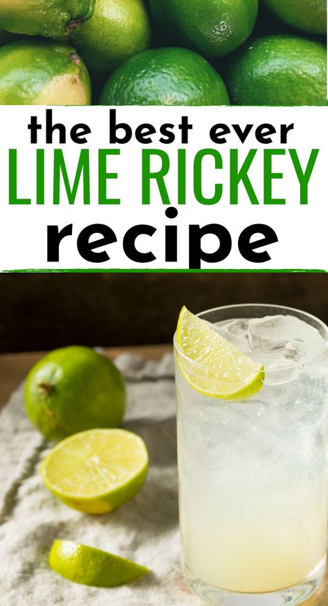 Lime Ricky Alcohol, Lime Sour Mix Recipe, Gin Rickey Cocktail, Lime Gin Cocktail, Lime Drinks Cocktails, Cocktails With Lime, Alcoholic Drinks Gin, Lime Rickey Recipe, Raspberry Lime Rickey