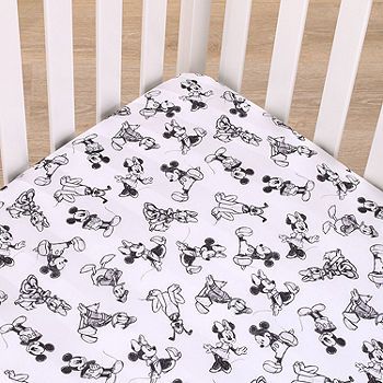 Disney Collection Mickey Mouse Crib Sheet, Color: Gray - JCPenney Mickey Mouse Themed Nursery, Mickey And Friends Nursery, Baby Boy Nursery Disney, Disney World Nursery, Nursery Disney, Mickey Mouse Nursery, Crib Fitted Sheet, Disney Nursery, Mini Crib Sheets