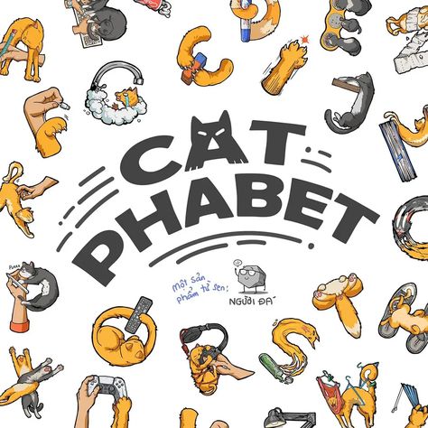 Catphabet: Playful Typography Art by Pham Minh Hoàng - Design Swan Cat Typography, Cat Font, Cat Alphabet, Cat Type, Alphabet 3d, 3d Alphabet, Cat Activity, Types Of Cats, Cat Scratch