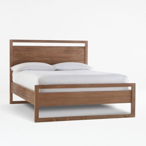 Queen Wood Bed, Black Queen Bed, White Queen Bed, Platform Bed Designs, Natural Teak Wood, Crate Barrel, Bed Reviews, Stylish Beds, Grain Texture