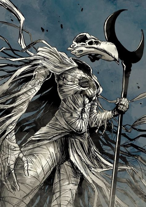 Comics, Marvel, Moon Knight Comics, Moon God, Marvel Moon Knight, Moon Knight, Skeleton, Moon, Black And White