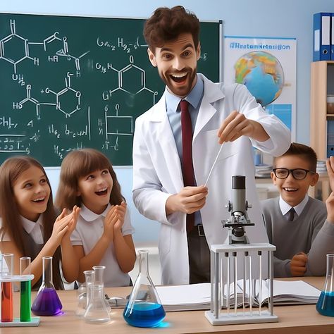 Photo a chemistry teacher is teaching ch... | Premium Photo #Freepik #photo School Laboratory, Chemical Elements, Chemistry Classroom, Resume Maker, Chemistry Teacher, Teaching Children, Kids Classroom, Business Card Maker, Card Banner