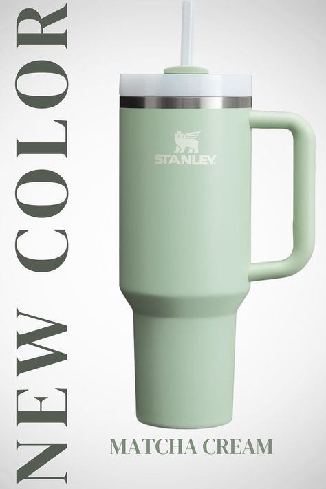 NEW ON AMAZON!! Stanley Quencher H2.0 FlowState Stainless Steel Vacuum Insulated Tumbler with Lid and Straw for Water, Iced Tea or Coffee - Matcha Cream (Amazon) #amazonfinds #amazonexclusive #aesthetic #matchalovers #matchacream #sagegreen #green #stanleycup #stanley #stanleycupcollection #cupcollection #coffeelovers #tealovers #tea #matcha #drinkware #kitchenware #trending #viral #shoppingfinds #girly #giftsforher #travel #hiking #hydration Matcha Cream Stanley, Sage Green Stanley Cup, Cream Stanley, Green Stanley, Matcha Cream, Stanley Quencher, Matcha Powder, Sixth Grade, Tea Or Coffee