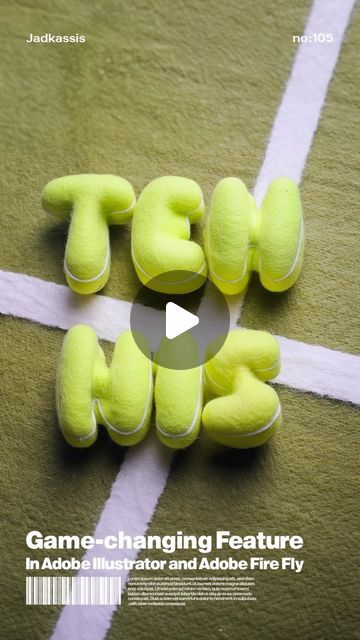 Jad Kassis 🧠 on Instagram: "Here’s how to turn your letters to tennis ball texture, I used Adobe Illustrator and then Adobe FireFly 🪄  I’ll provide daily Adobe tips 👍  remember to save them! ✨  #graphicdesign #graphicdesigner #illustrator #adobefirefly #adobe #adobeillustrator  Is it useful" Adobe Tips, Adobe Firefly, Illustrator Tips, Tennis Ball, How To Turn, Firefly, Adobe Illustrator, Tennis, Illustrator