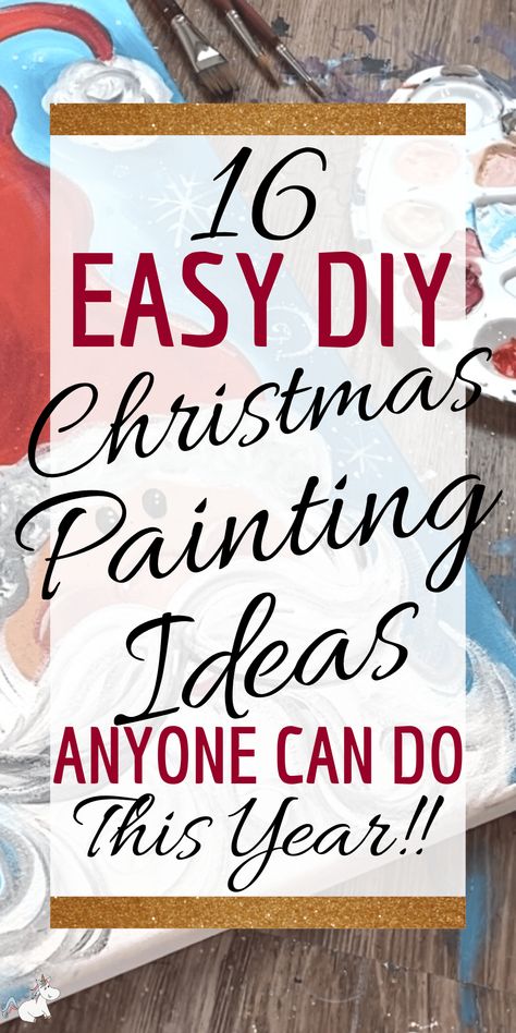 16 Easy Christmas Painting Ideas Anyone Can Do! - The Mummy Front Christmas Nomes Paintings Easy, Diy Christmas Wall Art Canvases, Vintage Santa Painting, Easy Christmas Paintings For Beginners Canvas, Christmas Tree Canvas Painting Easy, Kids Christmas Canvas Ideas, Kids Canvas Art Ideas Christmas, Diy Painted Christmas Signs, Christmas Step By Step Painting