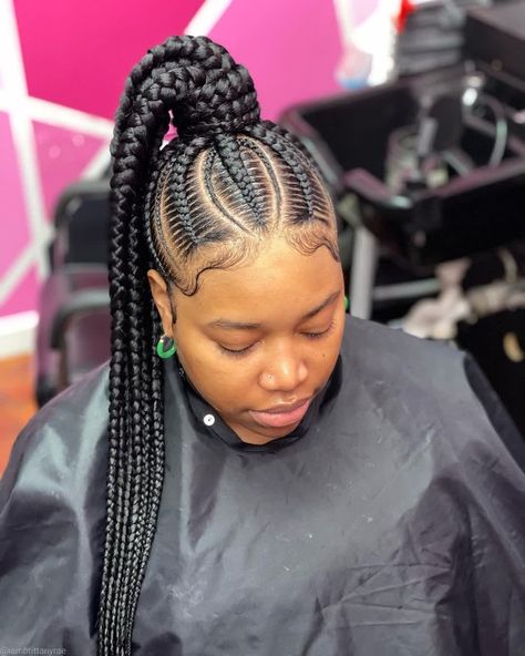 Birthday Haircut, Corn Roll Hair Styles, Feed In Braids Ponytail, Ponytail Braid, Cornrow Ponytail, Braid Bun, Black Hair Updo Hairstyles, Braided Hairstyles For Black Women Cornrows, Braids Ideas