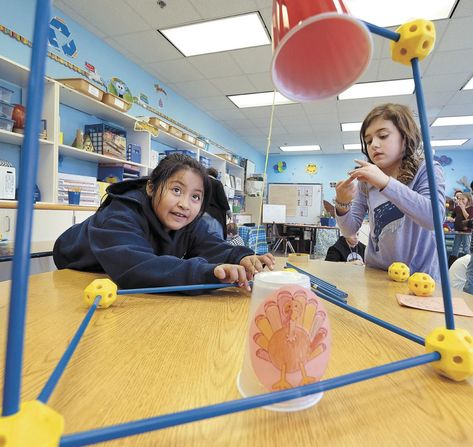 Quarles third-graders trap turkeys in STEM class before Thanksgiving | Winchester Star | winchesterstar.com How To Catch A Turkey Stem, Turkey Trap Stem Activity, Turkey Trap, Zipline Stem Challenge, Turkey Stem Challenge, Straw Tower Stem Challenge, Tower Stem Challenge, Diy Turkey, Stem Classes