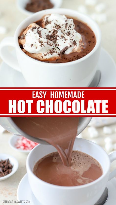 Easy Hot Chocolate Recipe For One, Hot Chocolate Using Chocolate Chips, Easy Homemade Hot Chocolate Recipe, Hot Chocolate Made With Cocoa Powder, Chocolate Chip Hot Chocolate, One Cup Hot Chocolate, Quick Hot Chocolate Recipe, Hot Cocoa For One, Nesquick Hot Chocolate