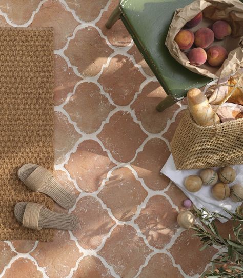 Mediterranean garden ideas – Marlborough Terracotta Arabesque Handmade Tiles, Ca' Pietra Tiled Hallway Ideas, Terracotta Tiles Bathroom, Uk Furniture, Terracotta Floor Tiles, Arabesque Tile, Terracotta Floor, Encaustic Tile, Mediterranean Garden, Terracotta Tiles