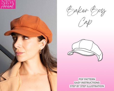 Baker Hat, Hat Sewing Pattern, Baker Boy Cap, Baker Boy Hat, Baker Boy, Hat Patterns To Sew, Trendy Hat, Cap Patterns, Newsboy Cap