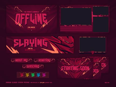 Epic Twitch Overlay For Streamers - Dragon Slayer by TofuLong on Dribbble Streamer Banner, Logo For Twitch, Streamer Branding, Twitch Banner Ideas, Twitch Layout, Banner Twitch, Overlays Twitch, Twitch Overlay Ideas, Twitch Banner