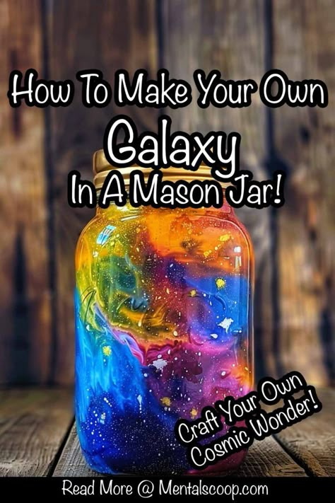 Elementary Aged Crafts, How To Make Galaxy Jars, Galaxy In A Jar Diy, Galaxy Jars Diy For Kids Easy, Sensory Projects For Kids, Space Theme Arts And Crafts, Galaxy Bottle Diy, Magic Themed Crafts, Galaxy Activities For Kids