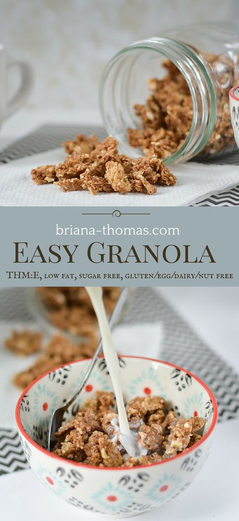 Easy Granola - uses cooked oatmeal so it binds together (would add some nuts and maybe seeds for protein and added flavor/crunch) Leftover Oatmeal, Trim Healthy Mama Breakfast, Maple Extract, Briana Thomas, Thm Breakfast, Eating Cereal, Easy Granola, Trim Healthy Momma, Granola Recipe Homemade