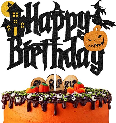 Pumpkin Themed Birthday, Boo Decorations, Halloween Happy Birthday, Halloween Birthday Decorations, Happy Birthday Halloween, Halloween Birthday Cake, Football Cake Toppers, Halloween Birthday Cakes, Topper Halloween