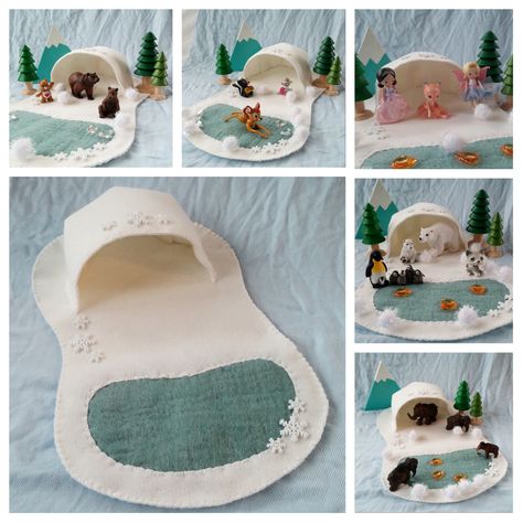 Baby Play, Felt Play Mat, Ice Caves, Felt House, Homemade Toys, Small World Play, Christmas Snowflakes, Felt Toys, Play Mat