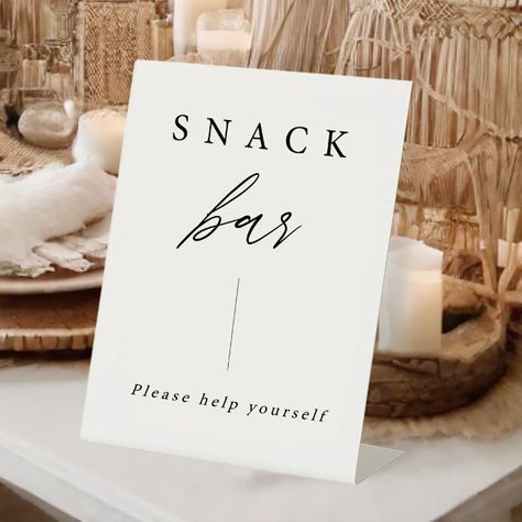 Elegant Calligraphy Wedding Snack Bar Sign Snack Bar Sign, Wedding Snack Bar, Sweet Table Sign, Wedding Snack, Wedding Table Menus, Wedding Snacks, Elegant Calligraphy, Calligraphy Wedding, Wedding Calligraphy