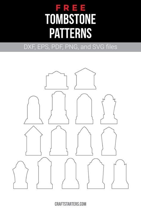 Tombstone Shapes Halloween, Halloween Toomstones, Halloween Tombstones Printable, Diy Cardboard Tombstones Halloween, Make Tombstones For Halloween, Graveyard Door Decorations, Diy Tombstones Halloween Sayings, Mini Tombstones Diy, Miniature Tombstones Diy