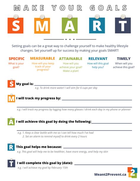 Downloadable SMART Goal Planning Worksheet - Meant2Prevent Organisation, Smarter Goals, Goal Planning Worksheet, Smart Goals Examples, Smart Goals Worksheet, Smart Goals Template, Planning Worksheet, Goal Examples, Smart Goal Setting