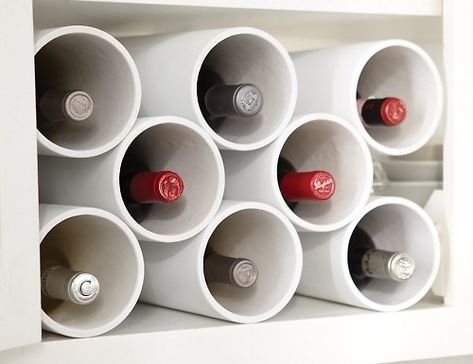 PVC Pipes DIY wine racks Modern Wine Rack, Paint Organization, Wine Bottle Storage, Pvc Pipe Projects, Pvc Projects, Kitchen Hacks Organization, Luxury Shower, Diy Wine Rack, Bottle Storage