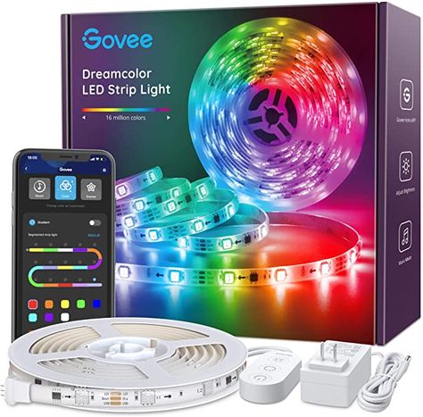 Amazon.com: LED Strip Lights RGBIC Dreamcolor, Govee APP Control Bluetooth 16.4ft Multicolor LED Light Strip Waterproof, Music Sync with Color Changing Lights for Room, Kitchen, Home, Party, Halloween, Christmas: Home Improvement Diy Dresser Makeover, Cool Tech Gifts, Rgb Led Strip Lights, Led Color Changing Lights, Led Strip Lights, Diy Dresser, Diy Furniture Easy, Diy Buttons, Dresser Makeover