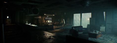 Sci Fi Apartment, Cyberpunk Apartment, Apartment Art, Studio Inspiration, Apartment Kitchen, Blade Runner, Apartment Interior, Under Construction, Cyberpunk